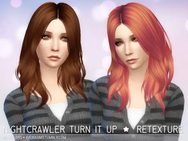 Aveira Sims 4: Nightcrawler`s Turn it up hair retextured for Sims 4