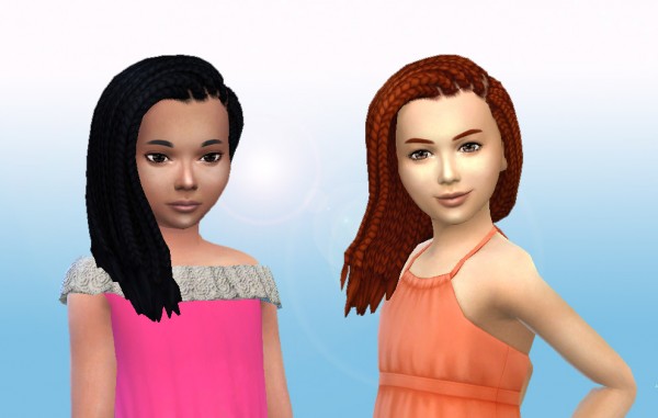 Mystufforigin: Box Braids Side for Girls for Sims 4