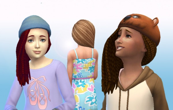 Mystufforigin: Box Braids Side for Girls for Sims 4