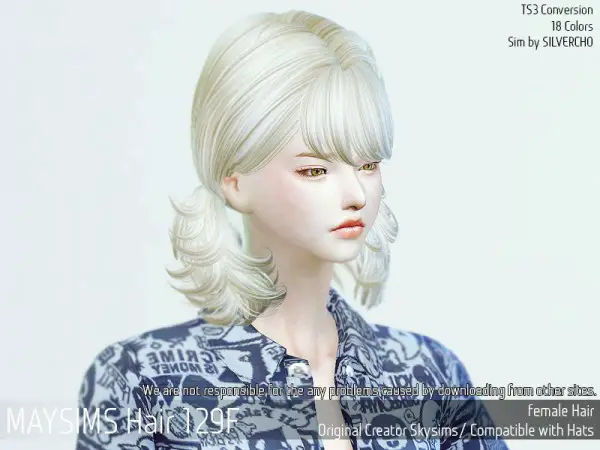 MAY Sims: May Hair 129F retextured for Sims 4