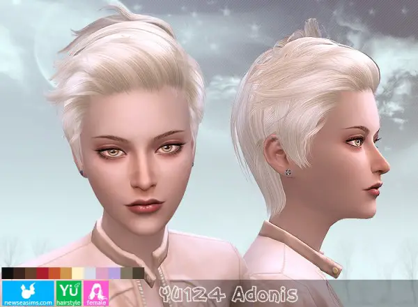 NewSea: YU124 Adonis hair for her for Sims 4