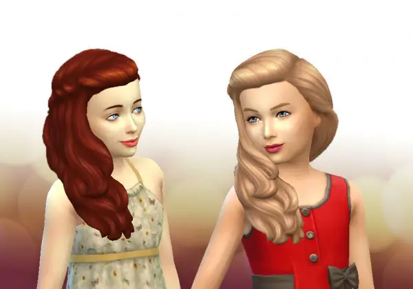 Mystufforigin: Long Braid Curled hair for Girls for Sims 4