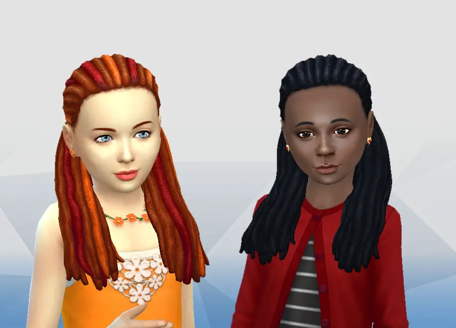 Mystufforigin: Dread Half Up hair for girls ~ Sims 4 Hairs