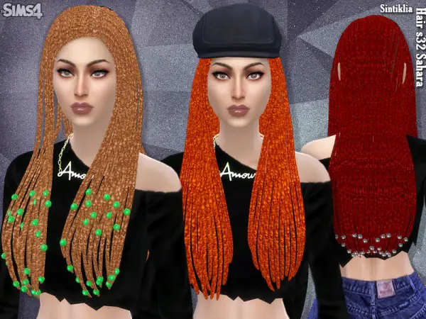 Sintiklia Sims: Hair`s 32 Sahara for Sims 4