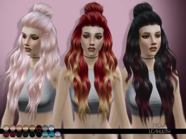 The Sims Resource: Night hair by Leah Lillith for Sims 4