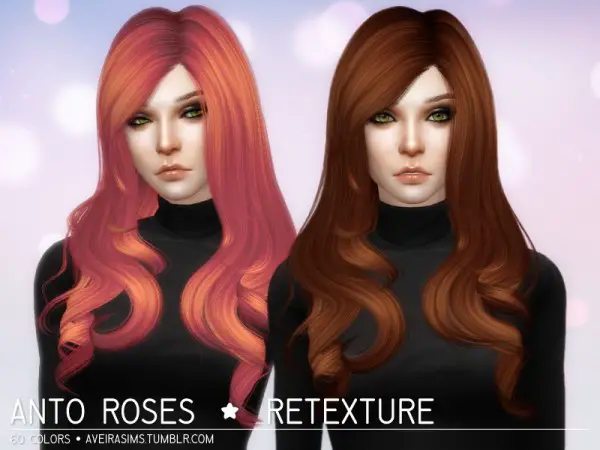 Aveira Sims 4: Anto`s Roses hair retextured for Sims 4