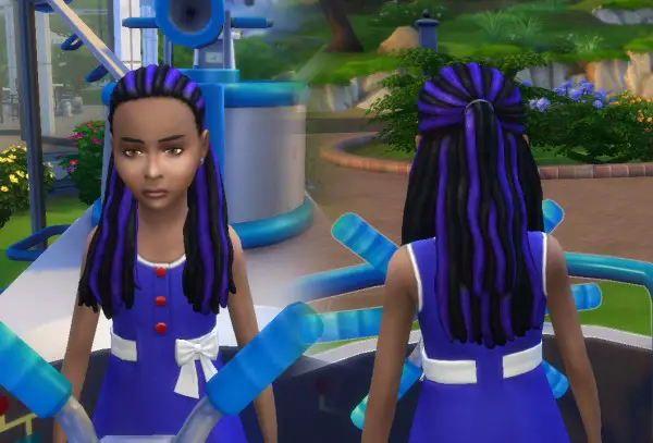 Mystufforigin: Dread Half Up hair for girls for Sims 4