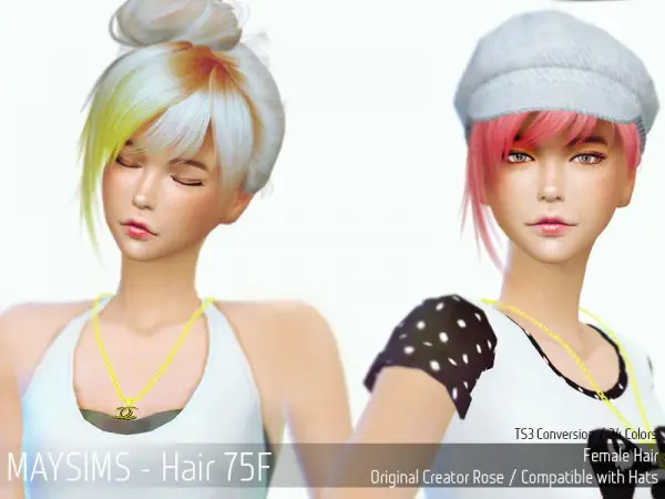 MAY Sims: May 75F hair retextured for Sims 4