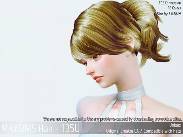 MAY Sims: May 135 hair retextured for Sims 4