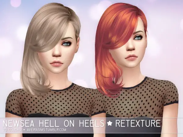 Aveira Sims 4: Newsea`s Hell on Heels hair retextured for Sims 4