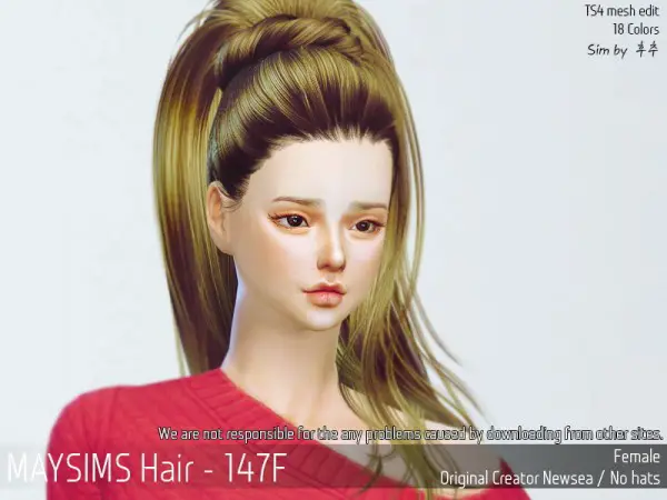 MAY Sims: May Hair 147F for Sims 4