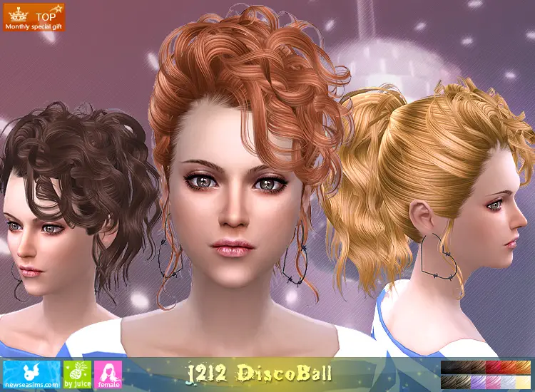 NewSea: J212 Disco Ball hair ~ Sims 4 Hairs