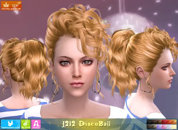 NewSea: J212 Disco Ball hair for Sims 4