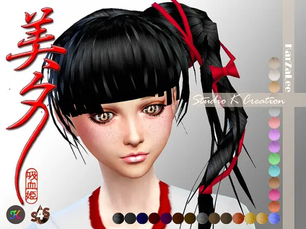 Studio K Creation: Miyu 37 animate hair for her for Sims 4