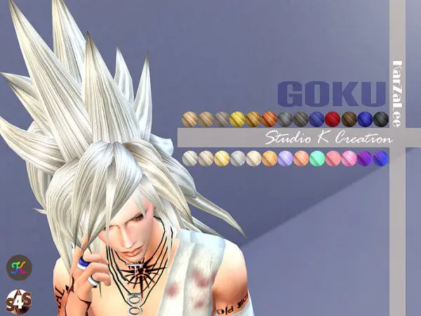 Studio K Creation: Animate hair 35   Goku for Sims 4