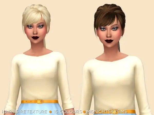 Simsworkshop: Hair 115 Retextured by midnightskysims for Sims 4