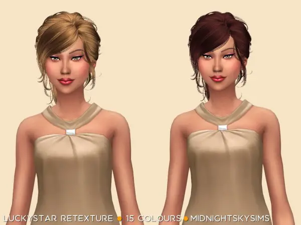 Simsworkshop: Lucky Star hair retextured by midnightskysims for Sims 4