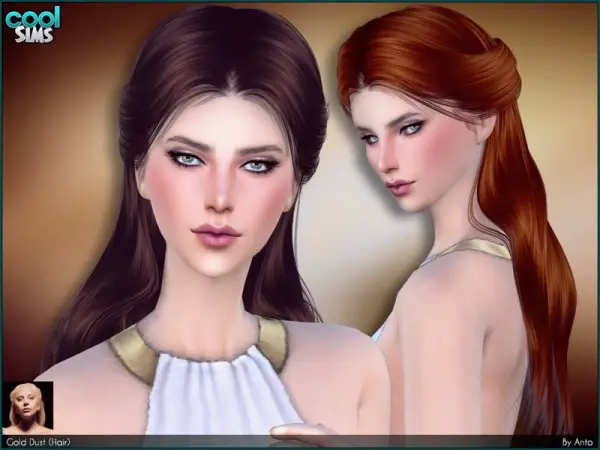 The Sims Resource: Gold dust hair by Anto for Sims 4