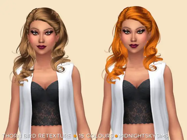 Simsworkshop: Thorn Bird natural hair retextured by midnightskysims for Sims 4