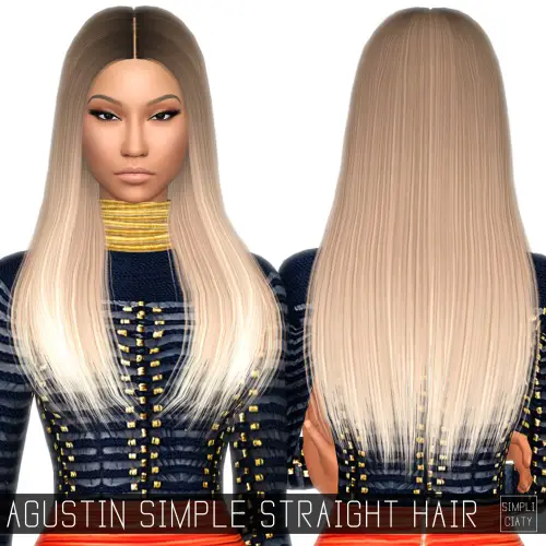 Simpliciaty: Agustin simple straight hair retextured for Sims 4