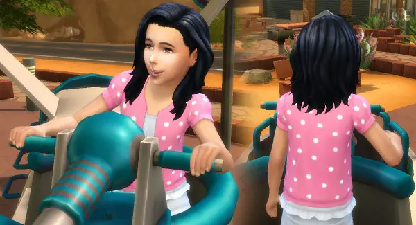 Mystufforigin: Med Wavy hair conversion for Kids for Sims 4