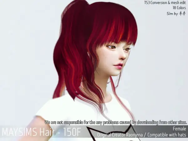 MAY Sims: MAY 150 F hair retextured for Sims 4