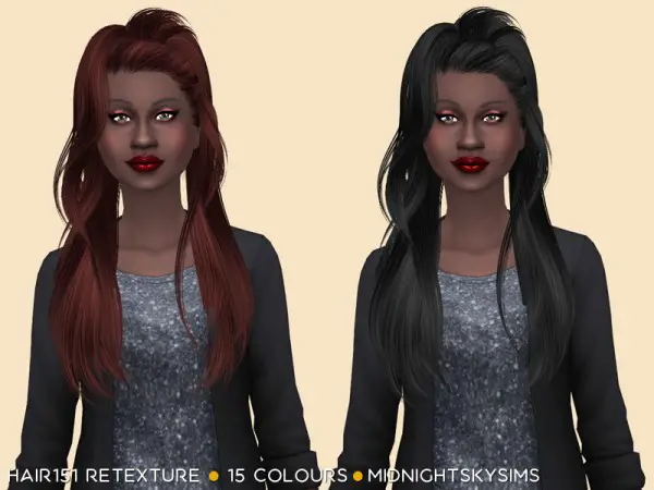 Simsworkshop: Hair 151 hair retextured by midnightskysims for Sims 4