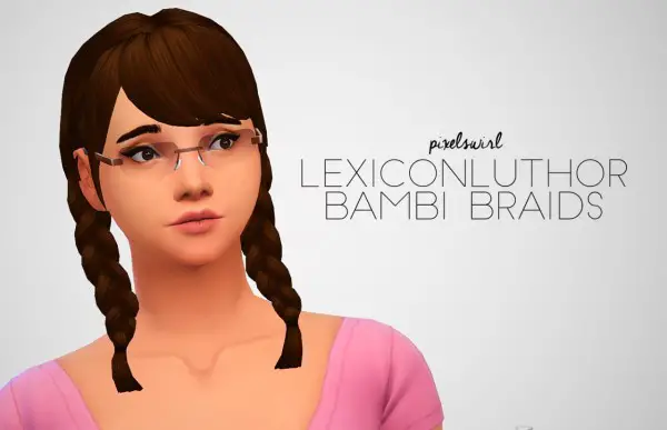 Swirl Goodies: Bambi braids, Sweet, Sawyer and Poof bun hairs retextured for Sims 4