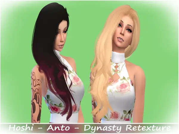 The Sims Resource: Anto`s Dynasty hair retextured by Hoshinokaera for Sims 4