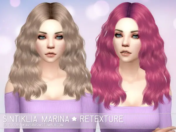 Aveira Sims 4: Sintiklia`s Marina hair retextured for Sims 4