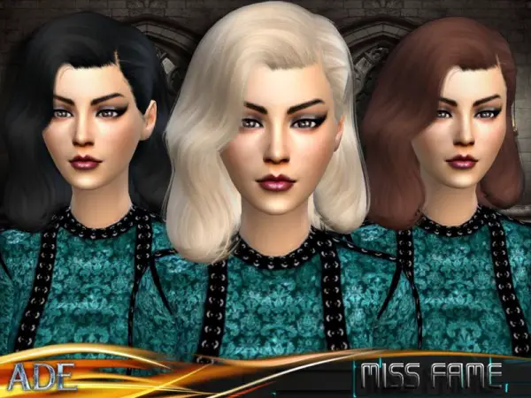 The Sims Resource: Ade   Miss Fame hair for Sims 4