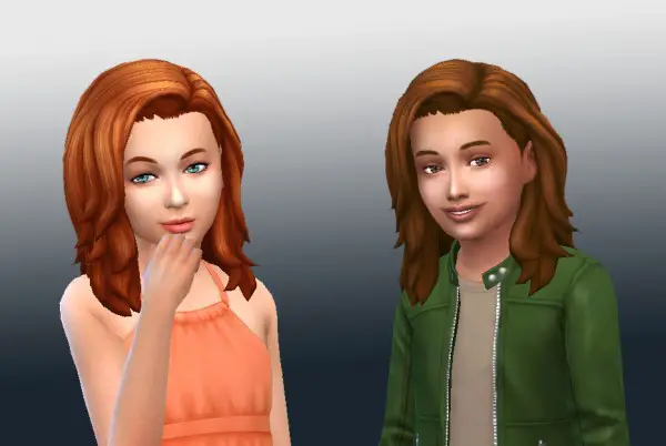 Mystufforigin: Med Wavy hair conversion for Kids for Sims 4
