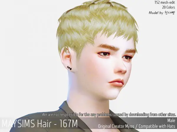 MAY Sims: May 167M hair retextured for Sims 4