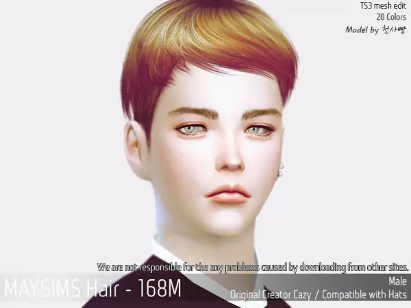 MAY Sims: May 168M hair retextured for Sims 4