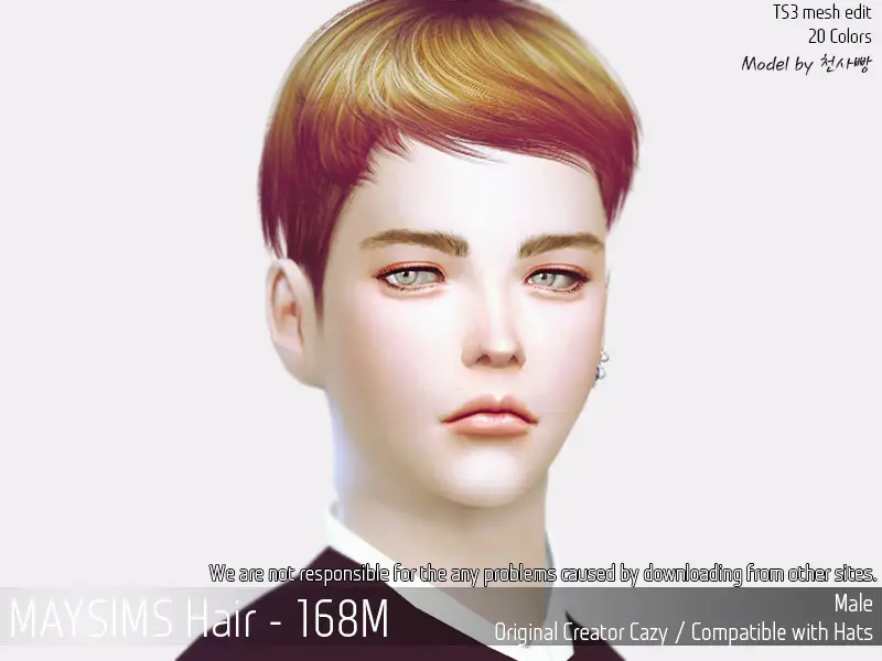 MAY Sims: May 168M hair retextured - Sims 4 Hairs