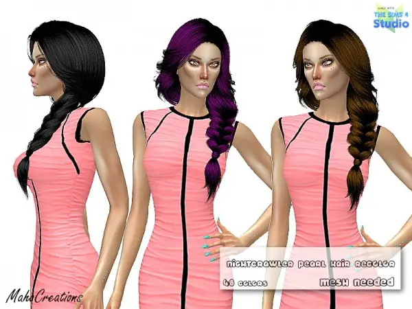 The Sims Resource: Nightcrawler Pearl Hair Recolored by MahoCreations for Sims 4