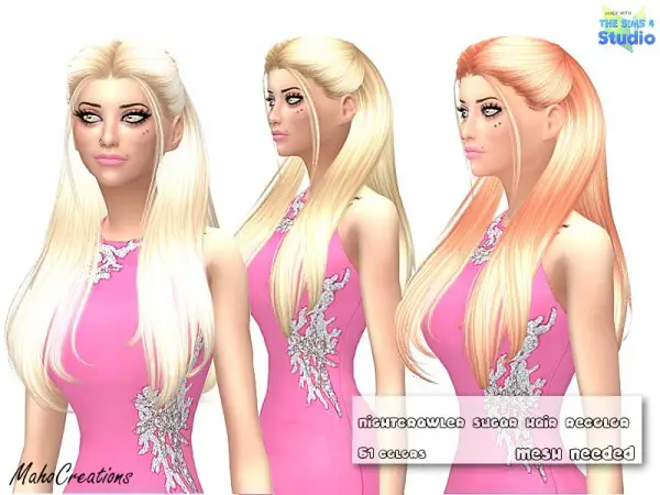 The Sims Resource: Nightcrawler`s Sugar Hair Recolored by Maho Creations for Sims 4