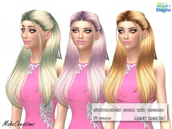 The Sims Resource: Nightcrawler`s Sugar Hair Recolored by Maho Creations for Sims 4