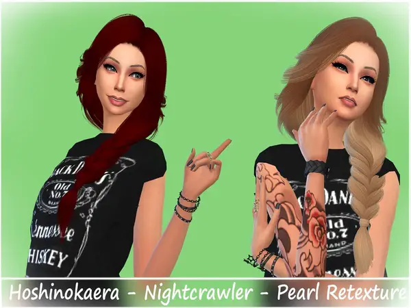 The Sims Resource: Nightcrawler`s Pearl hair retextured by Hoshinokaera for Sims 4
