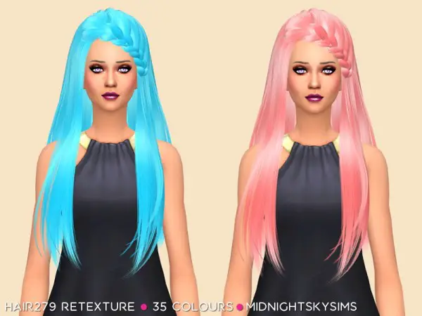 Simsworkshop: Hair 279 Unnatural colors retextured by midnightskysims for Sims 4