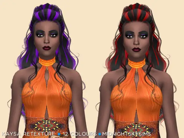 Simsworkshop: Kaysa streak hair retextured for Sims 4