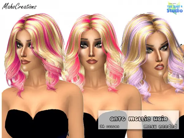 The Sims Resource: Anto`s Mollie Hair Recolored by MahoCreations for Sims 4