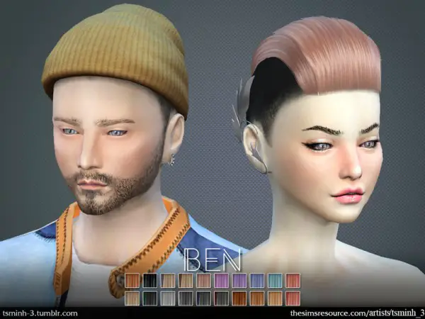 The Sims Resource: Ben hair 4 by tsminh 3 for Sims 4