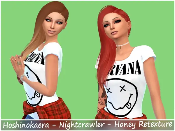 The Sims Resource: Nightcrawler`s Honey hair retextured by Hoshinokaera for Sims 4