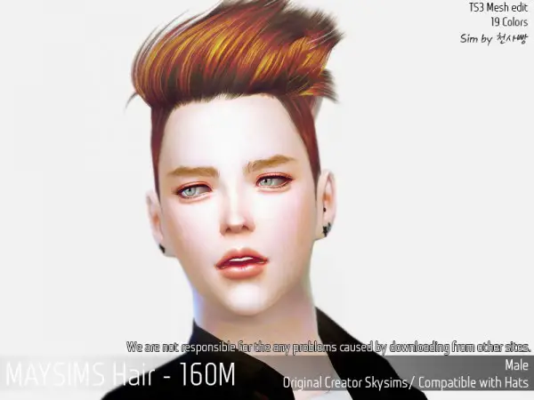 MAY Sims: May 160 M hair retextured for Sims 4