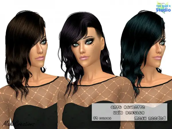 The Sims Resource: Anto Roulette Hair Recolored by MahoCreations for Sims 4