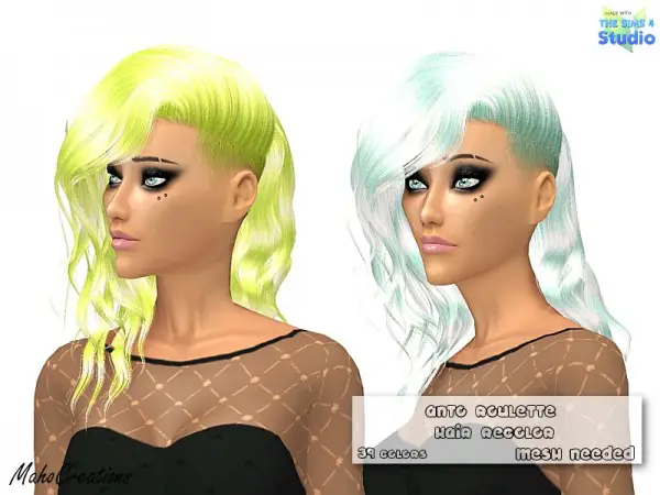 The Sims Resource: Anto Roulette Hair Recolored by MahoCreations for Sims 4