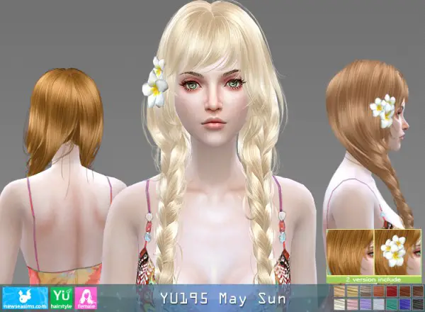 NewSea: YU 195 May Sun hair for Sims 4