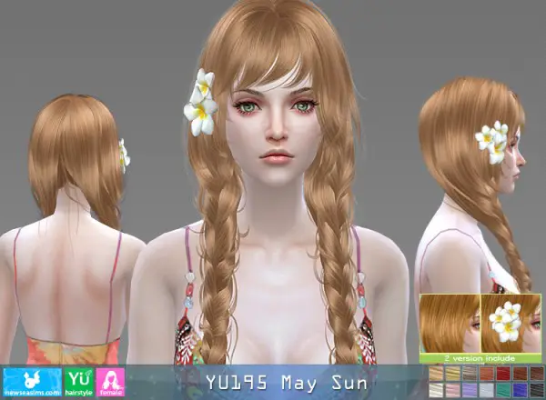 NewSea: YU 195 May Sun hair for Sims 4