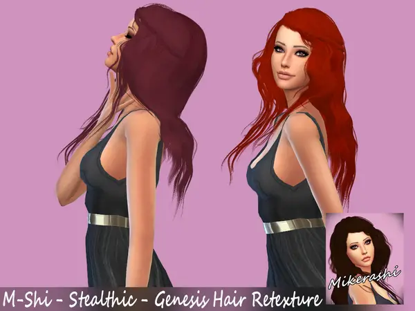 The Sims Resource: Stealthic`s Genesis hair retextured by mikerashi for Sims 4